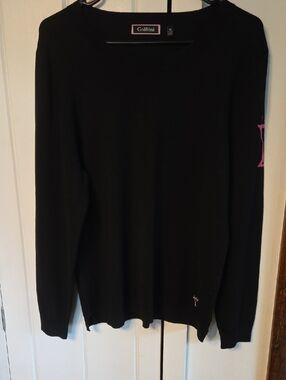 Womens GOLFTINI Black Sweater with Pink Martini On Sleeve.